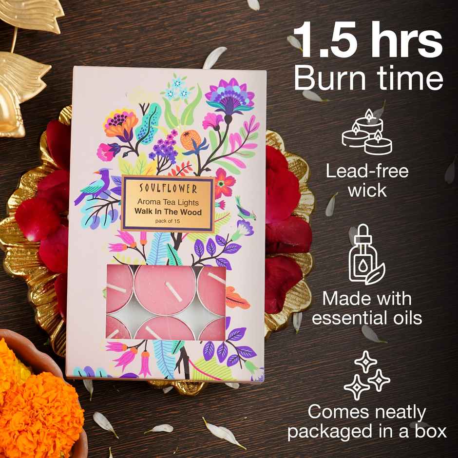 Soulflower Tea Light Candle, Walk In The Wood