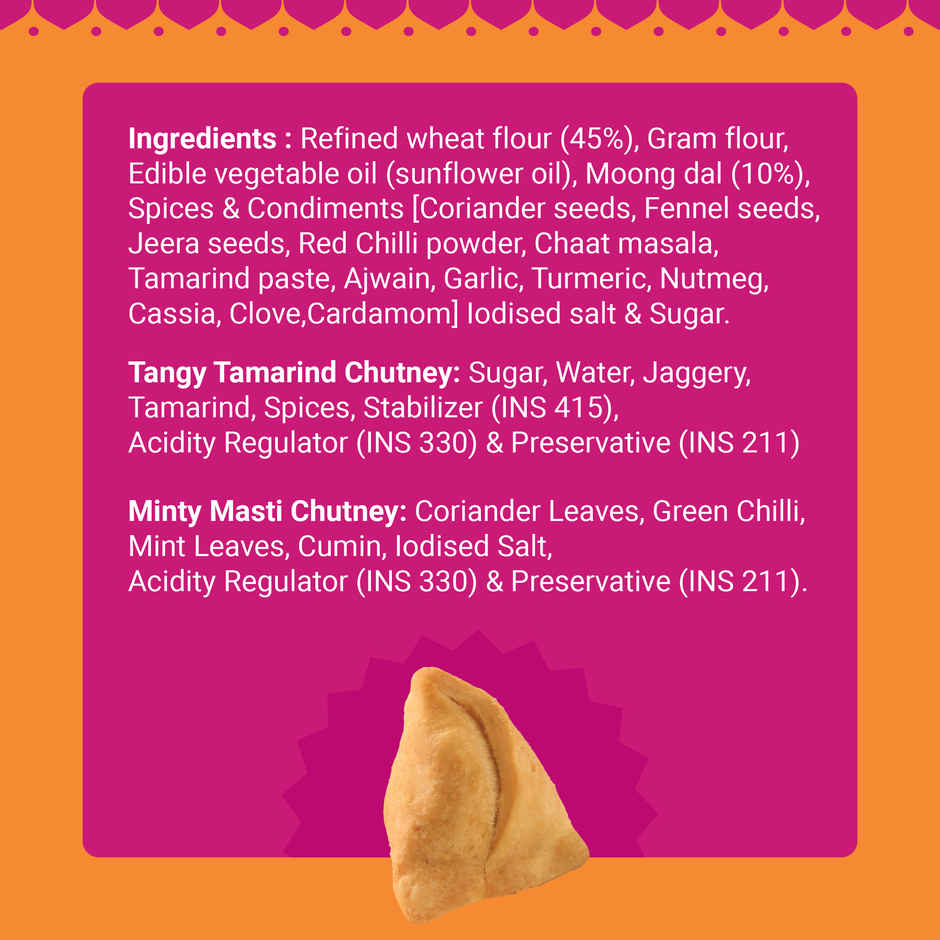 GO DESi Mini Samosa | No Palm Oil | 2 Chutneys Inside| Namkeen Snacks