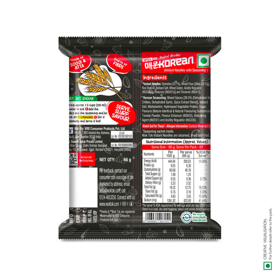 Wok Tok by Veeba Korean Instant Noodles | No Maida | No Palm Oil
