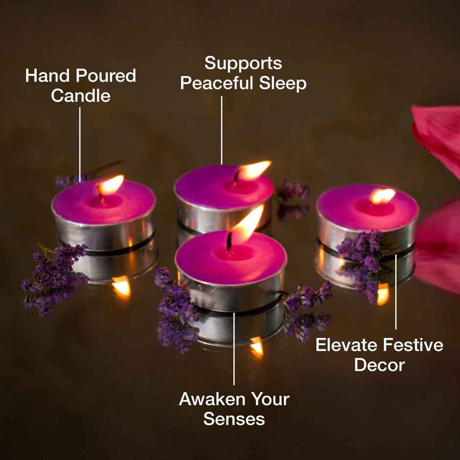 Tea Light Candles | Lavender | Pack of 6 | Party T-Lights | Soulflower