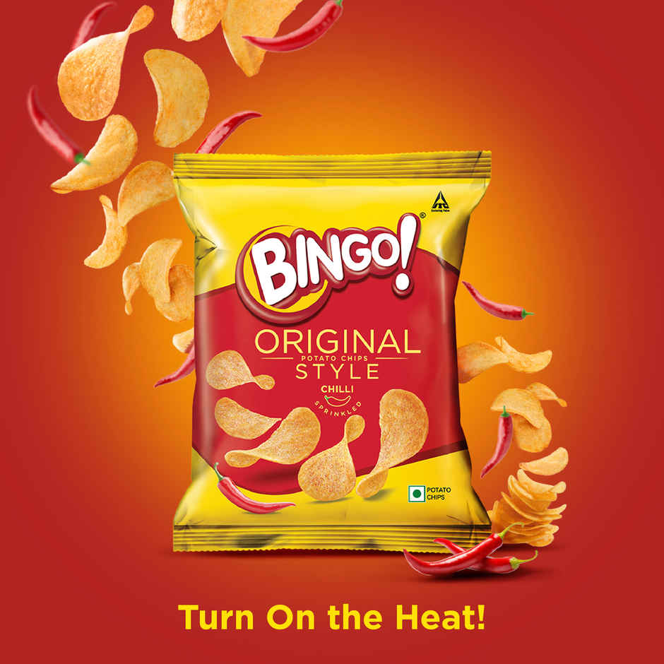 Bingo! Original Style Chilli Sprinkled - Flat Cut Spicy Potato Chips Pack for Snacks Combo    