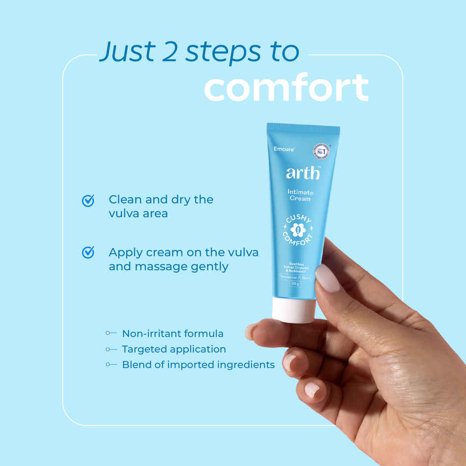 Arth By Emcure Intimate Care Cream | pH 3.5 - 4.5 with Tea Tree Oil | For Dryness & Itch Relief