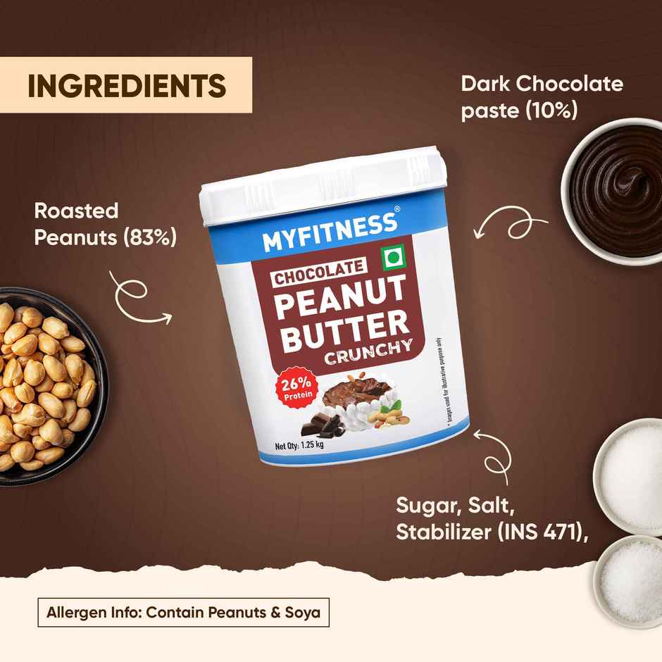 MyFitness 26g High Protein Chocolate Peanut Butter Spread - Crunchy