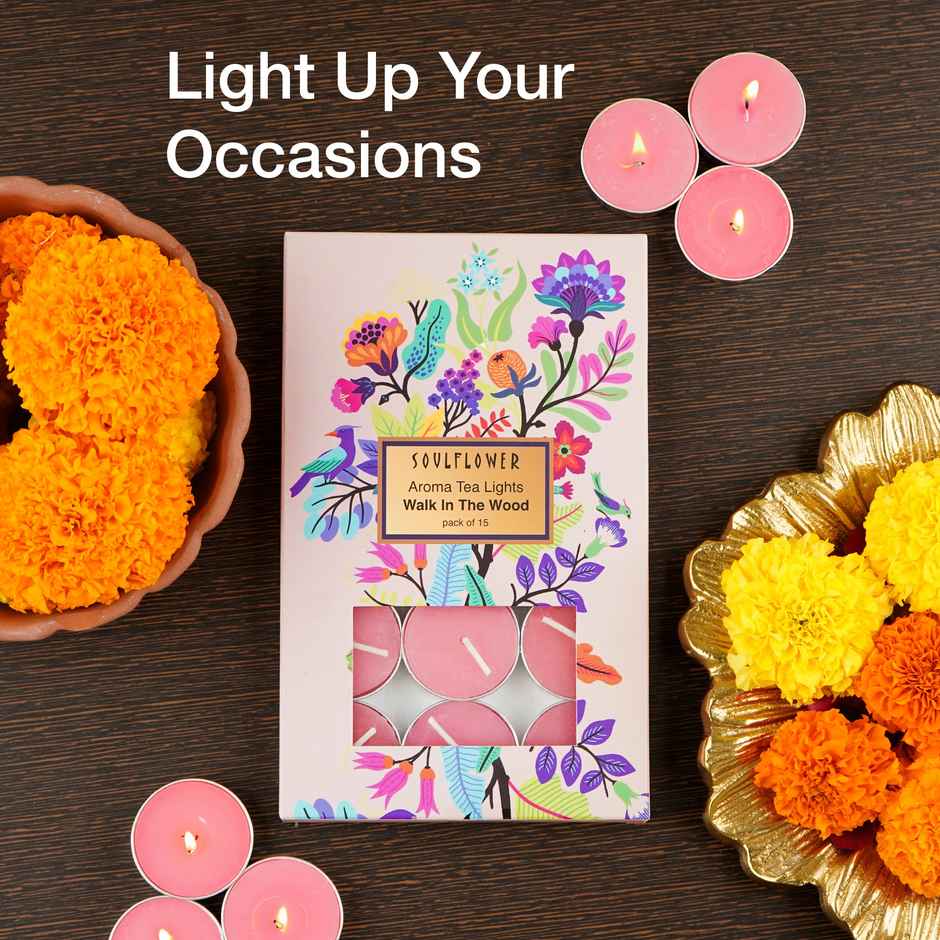 Soulflower Tea Light Candle, Walk In The Wood