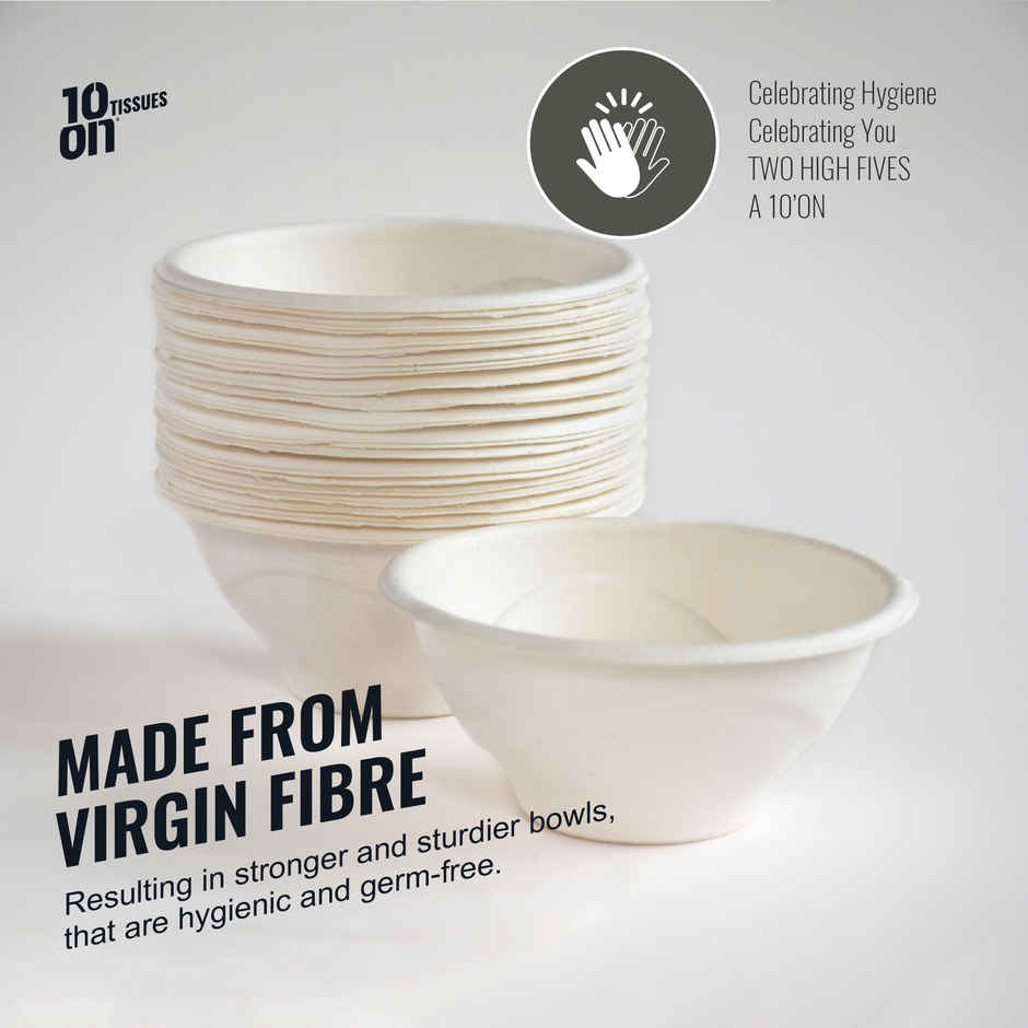 Bagasse Round Bowl | 5 inch | 180 ml | 10'ON Tissues