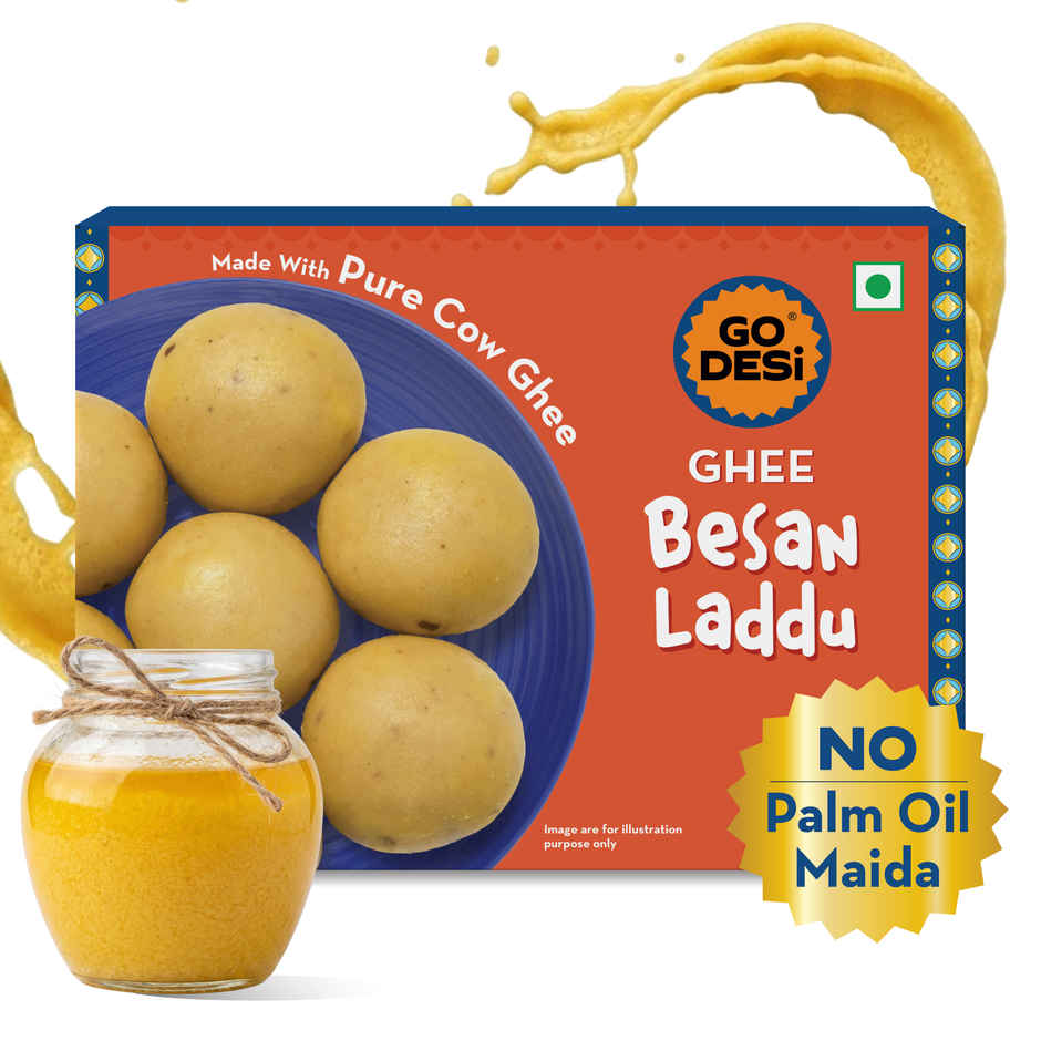 GO DESi Ghee Besan Laddu | No Palm Oil, Maida | With Pure Cow Ghee