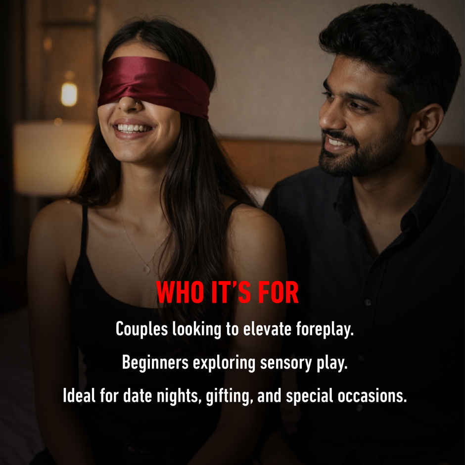 SVISH Veil Velvet Soft Blindfold with Handcuffs for Sensory Play | Red and Black