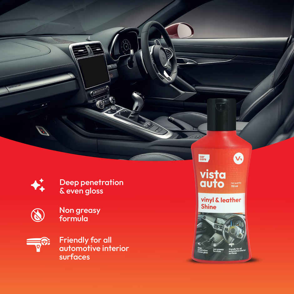 Vista Auto Care Vinyl & Leather Shine , Shiner for Dashboard, Seats, Leather Goods,Jacket