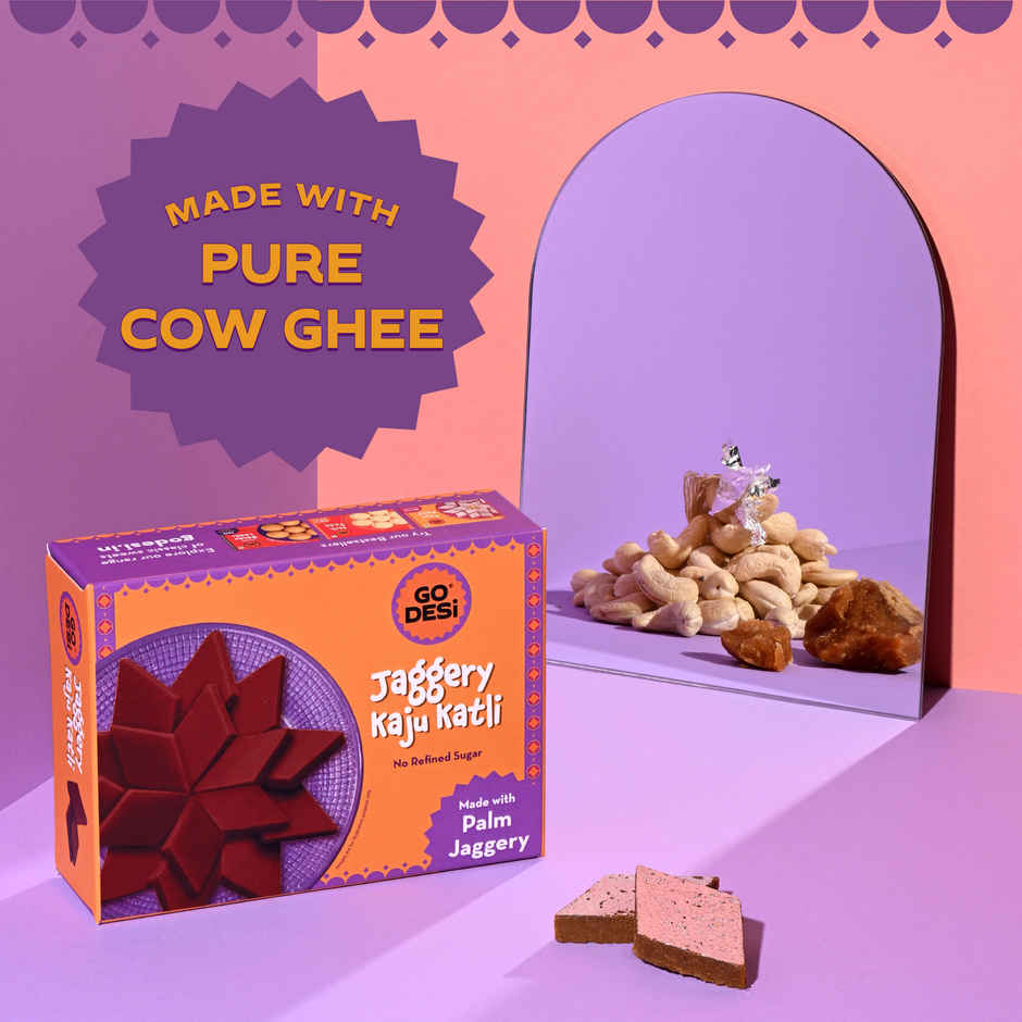 GO DESi Jaggery Kaju Katli | 69% Cashews | With Palm Jaggery