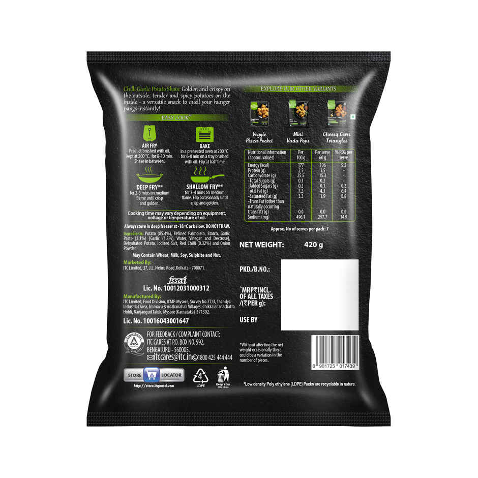 ITC Master Chef Chili Garlic Potato Shots Nuggets | 52 pieces Combo