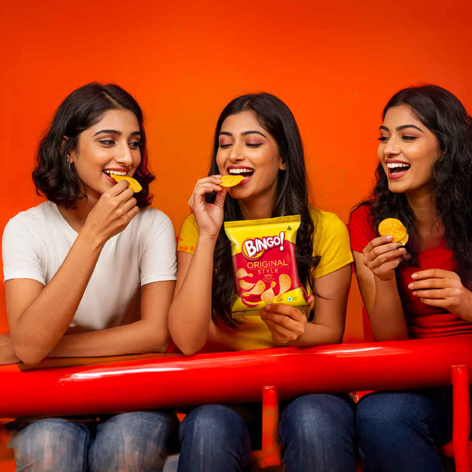 Bingo! Original Style Chilli Sprinkled - Flat Cut Spicy Potato Chips Pack for Snacks Combo    