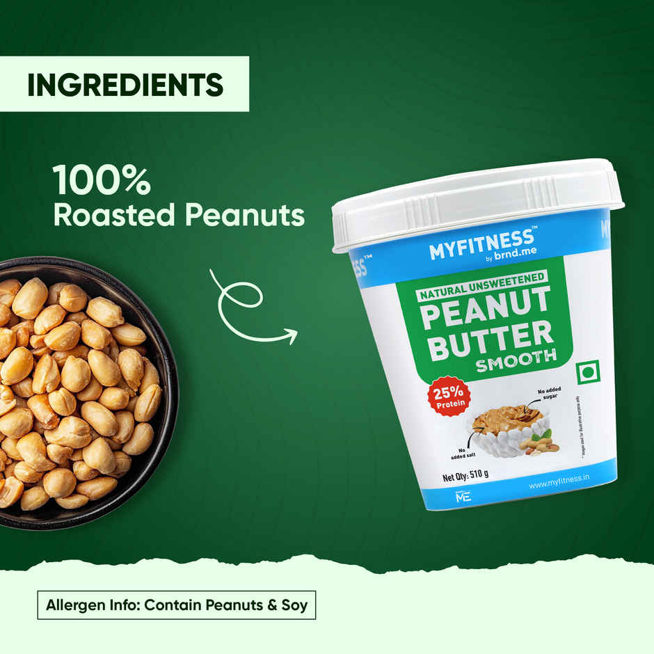 MyFitness All Natural Peanut Butter Smooth Spread | No Sugar, High Protein