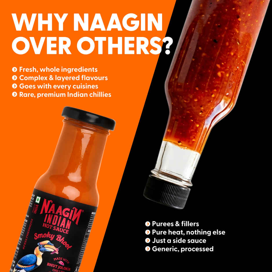 Naagin Smoky Bhoot Hot Sauce | Bhut Jolokia, Smoky, Red Chilli Sauce