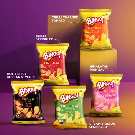 Bingo! Original Style Salt Sprinkled - Flat Cut Salted Potato Chips Pack for Snacks