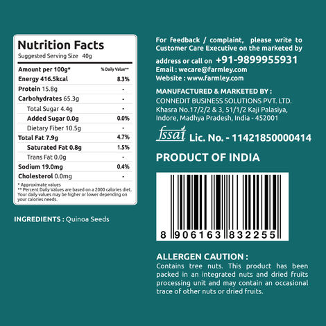Farmley Natural Quinoa | Diet Food | Gluten Free | High Protein | Ready To Cook Quinoa