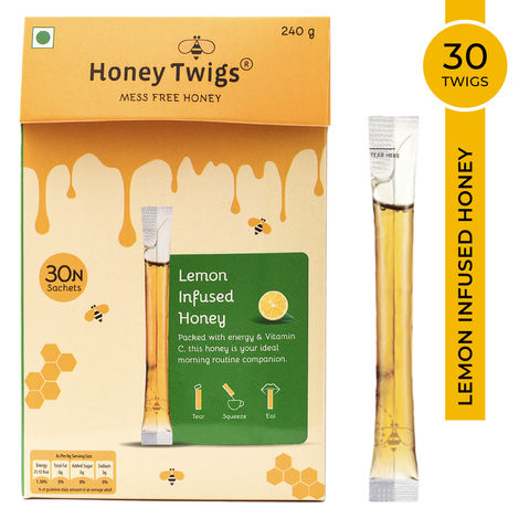 Honey Twigs Lemon Infused Honey| 30 Twigs Pack