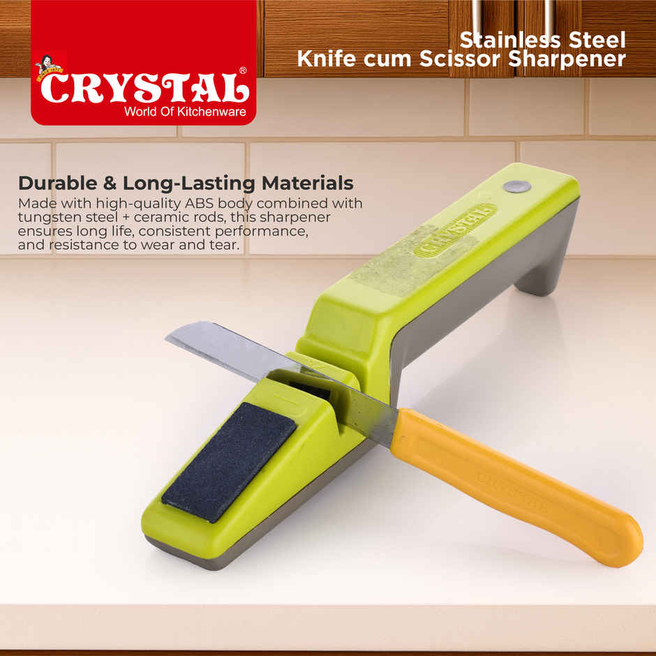 Crystal Stainless Steel Knife Cum Scissor Sharpener (Colour May Vary)