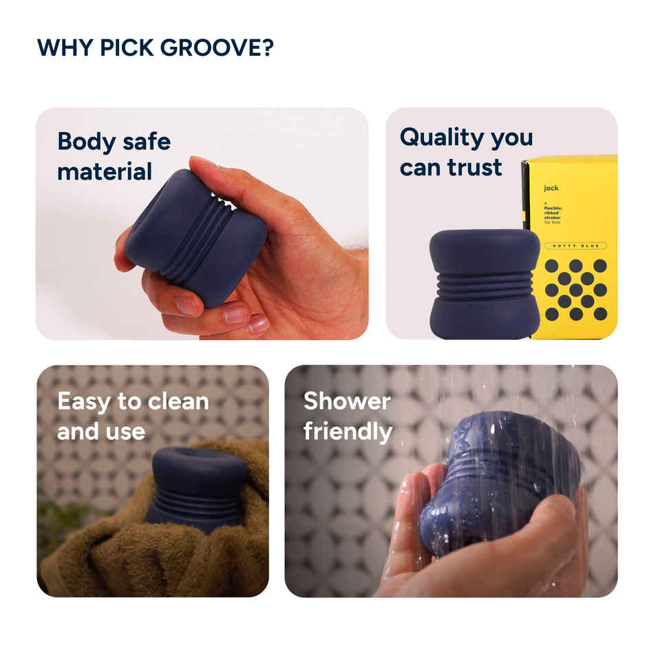 MyMuse Jack Flexible Stroker Personal Massager - Dotty Blue