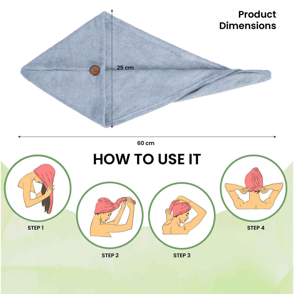 Mush Bamboo Hair Towel Ultra Soft Absorbent Anti Microbial Hair Wrap 500 GSM Sky Blue