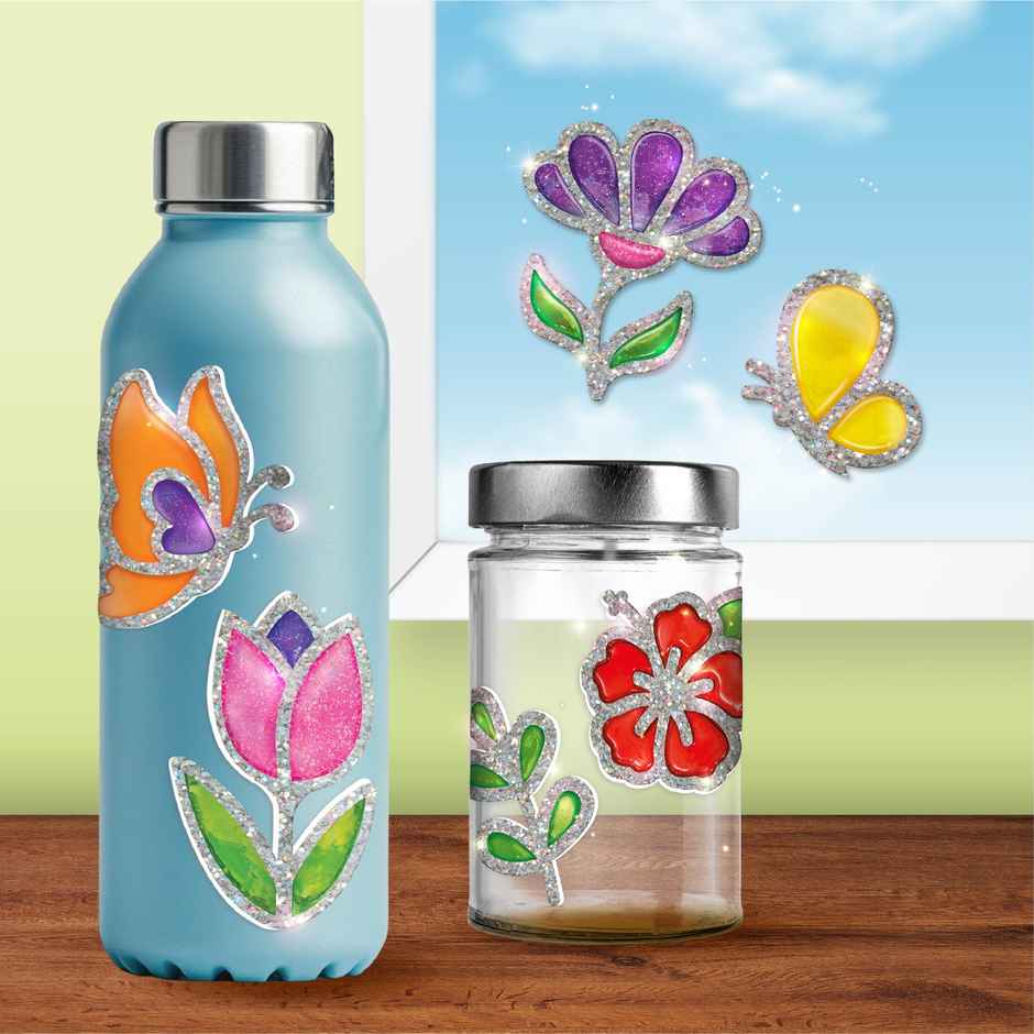 Imagimake DIY Jelly Stickers Flower and Butterfly Glass Painting Kit