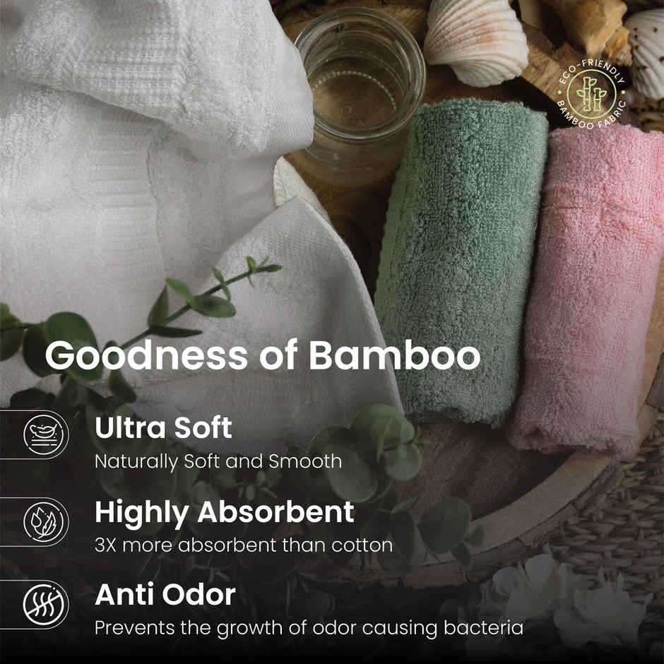 Mush Bamboo Face Towels 500 GSM Soft Absorbent Quick Dry 13x13 in Green Pink White