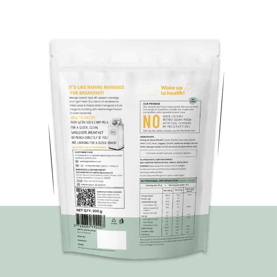 Sid's Farm Foods Mango Millet Pops | Stand Up Pouch