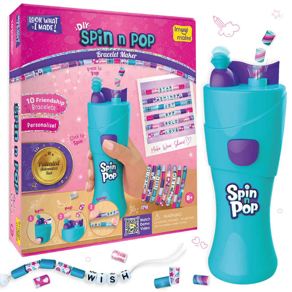 Imagimake Spin N Pop Bracelet Kit | Jewelry Craft Toy | Creative Art Gift for Kids