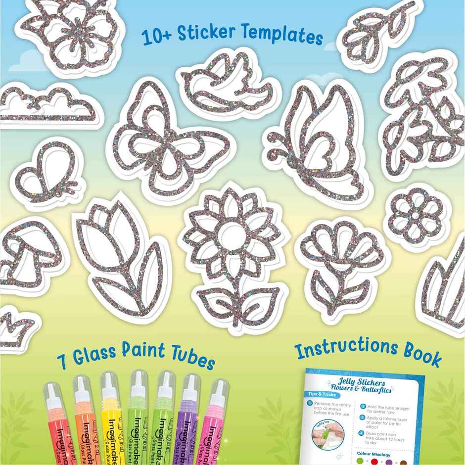 Imagimake DIY Jelly Stickers Flower and Butterfly Glass Painting Kit