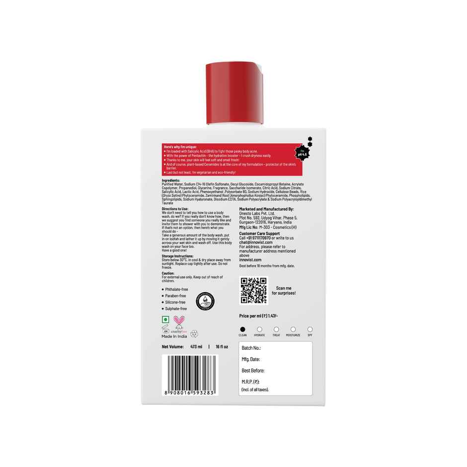 Chemist At Play 1% Salicylic Acid Acne Body Wash Shower Gel For Acne Control For Women & Men