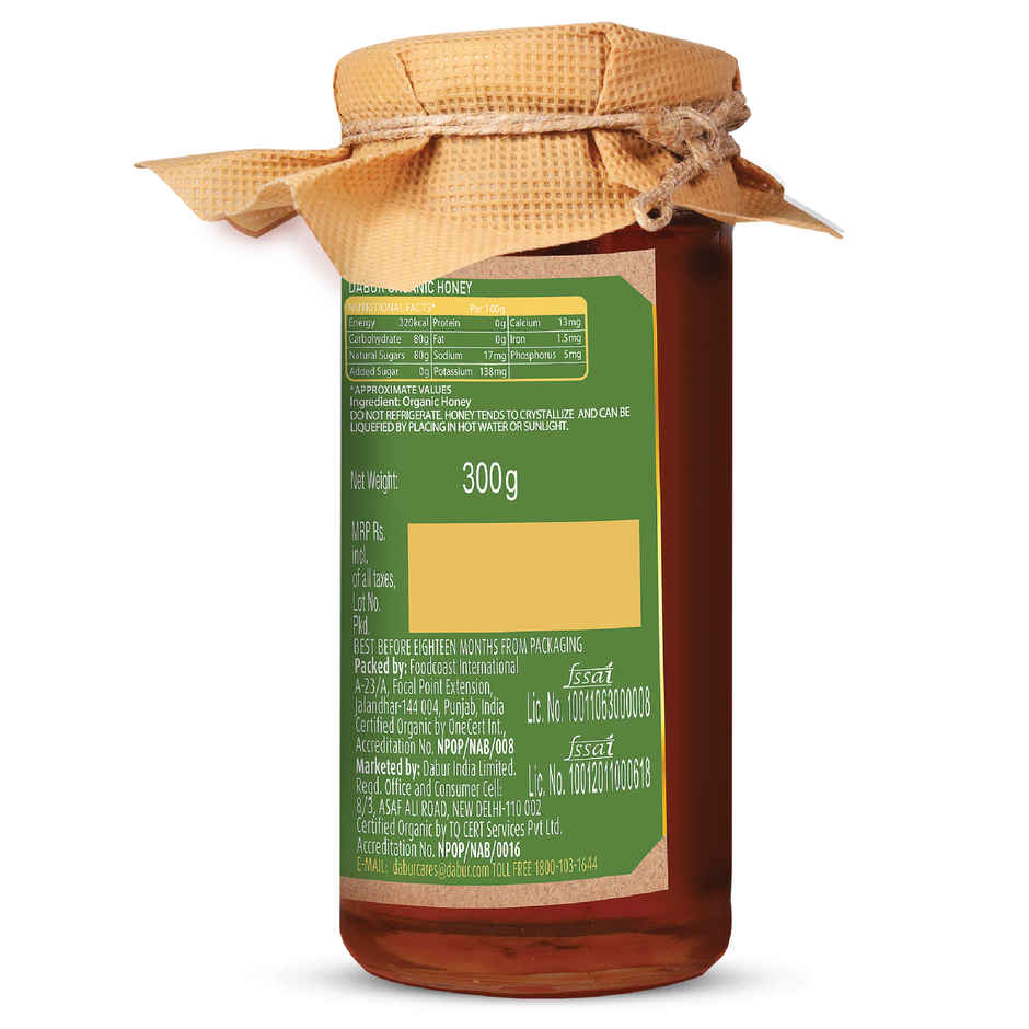 Dabur Raw Organic Honey | Totally Pure And Natural | No Sugar Adulteration
