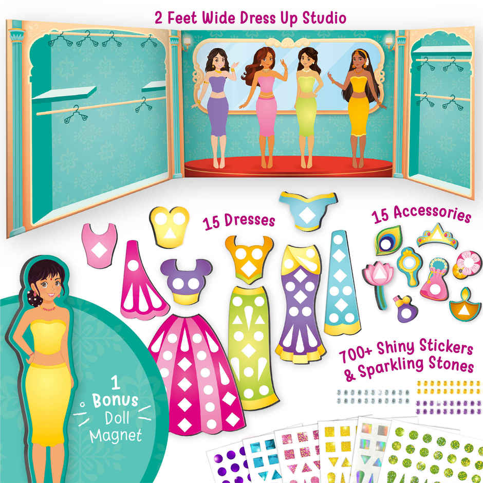 Imagimake Magnetic Dress-Up - Indian Princess | Pretend Play Toy | Birthday Gift for Girls