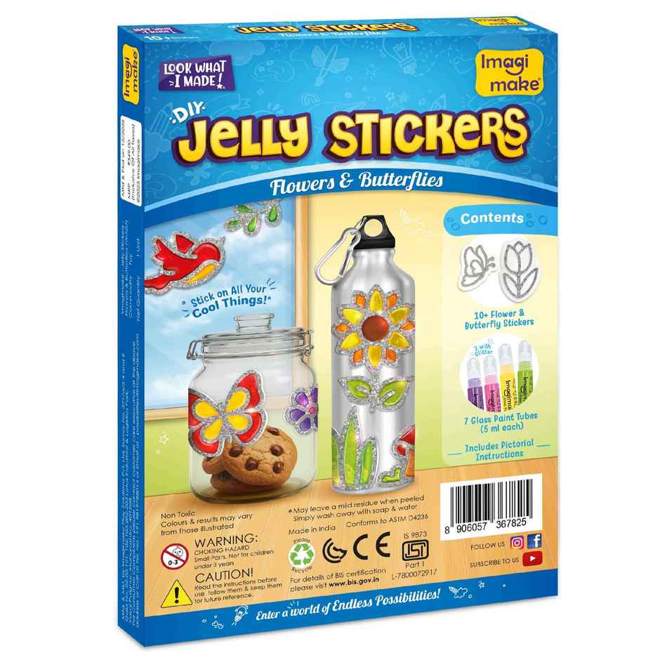 Imagimake DIY Jelly Stickers Flower and Butterfly Glass Painting Kit