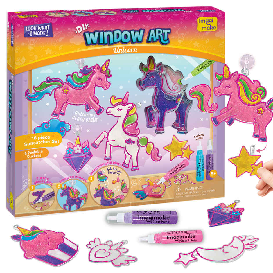 Imagimake Window Art | Unicorn Kit | Decorative Art Toy | Magical Craft Gift for Kids