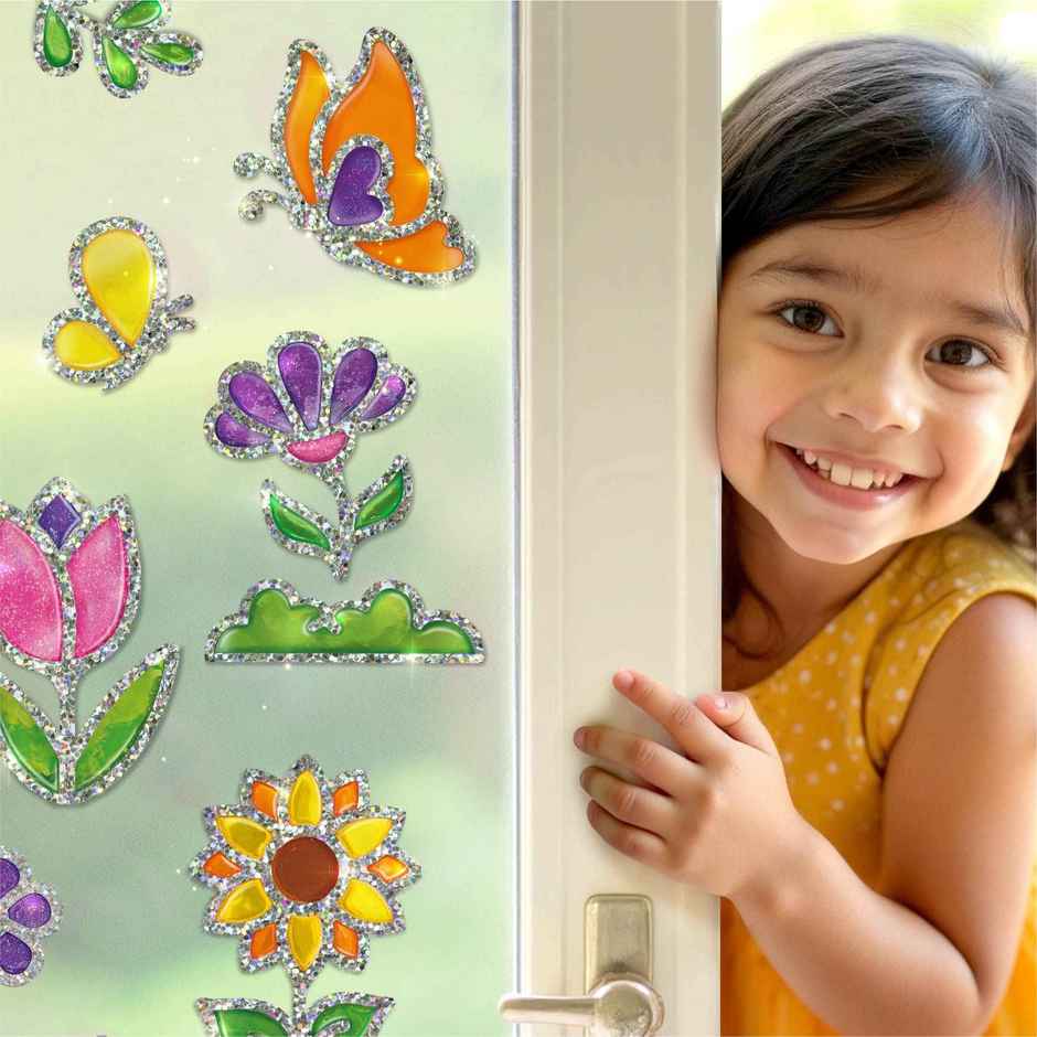 Imagimake DIY Jelly Stickers Flower and Butterfly Glass Painting Kit