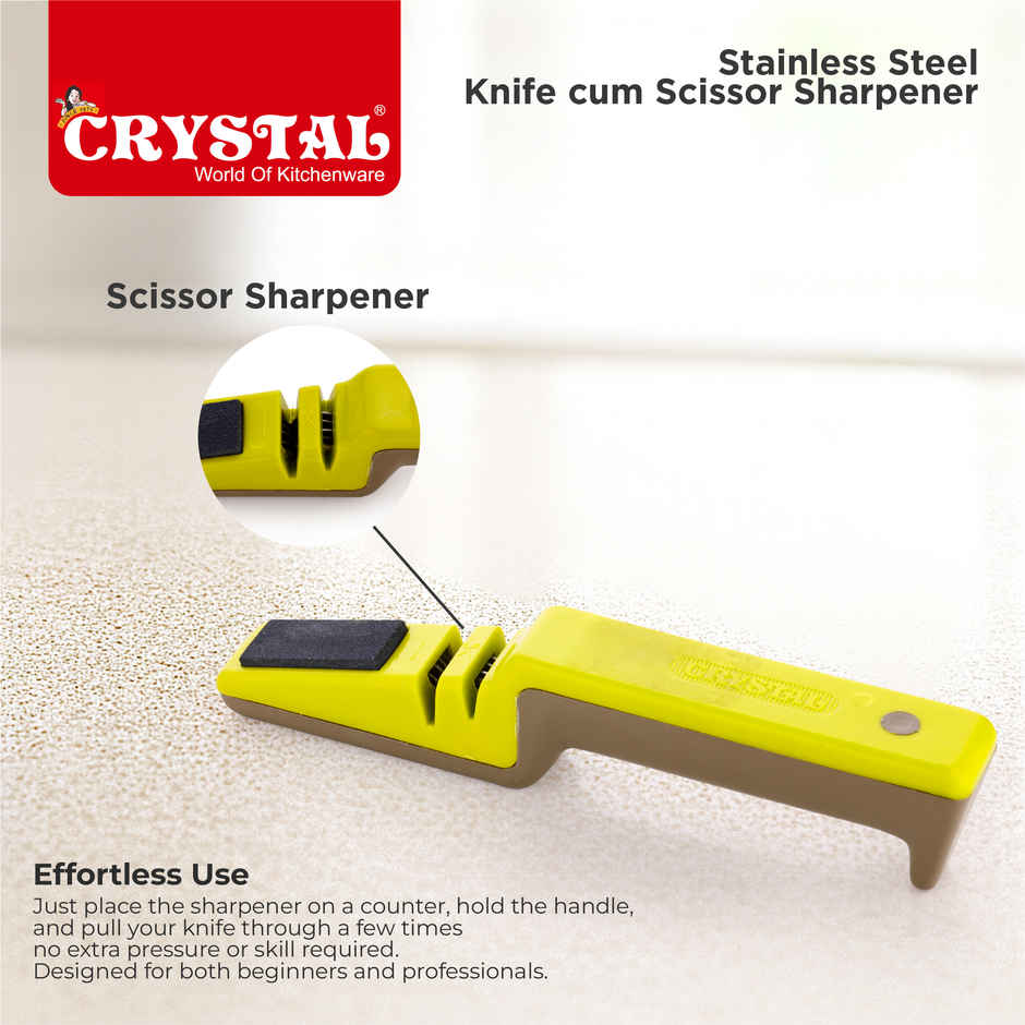 Crystal Stainless Steel Knife Cum Scissor Sharpener (Colour May Vary)