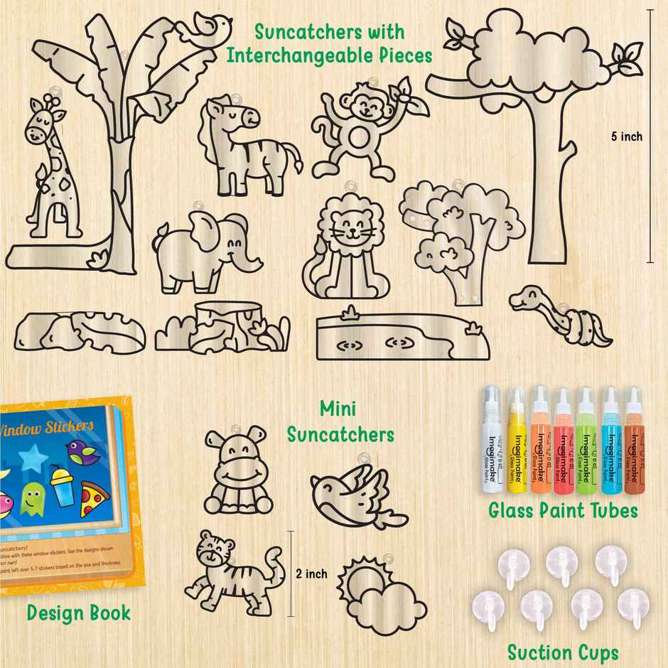 Imagimake Window Art | Jungle | Decorative Glass Painting Toy | Window Art for Kids