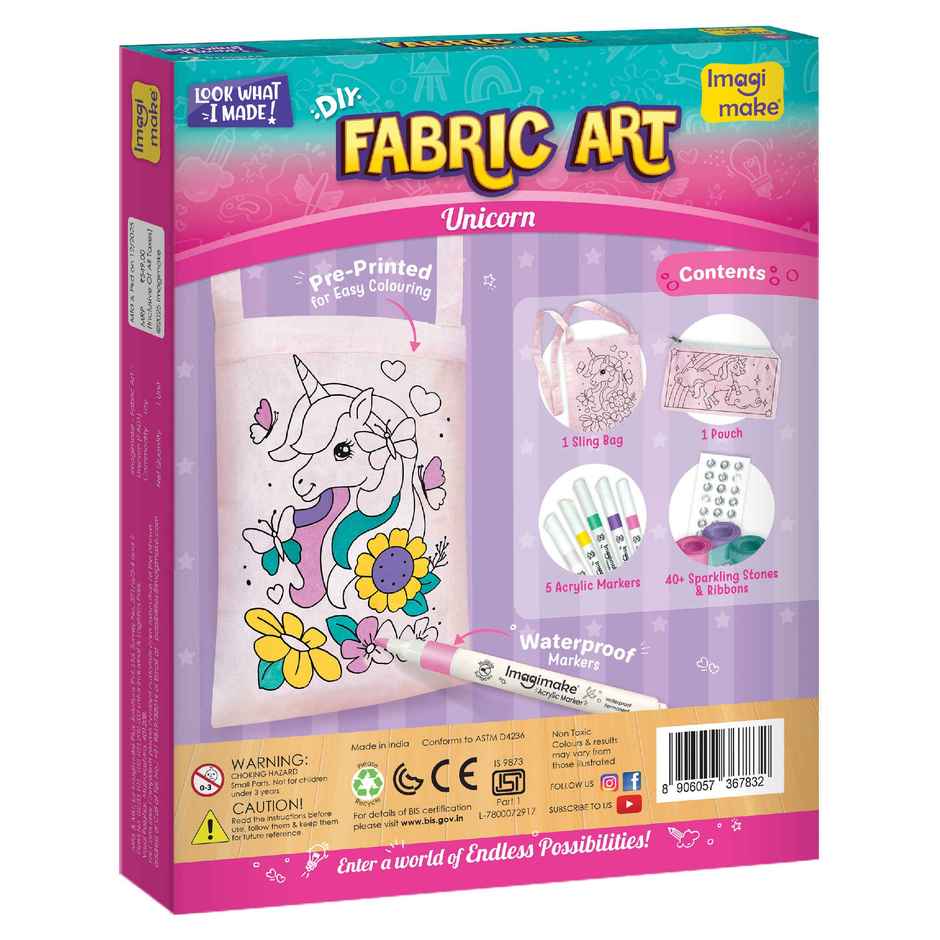 Imagimake DIY Fabric Art Unicorn Painting Kit Art and Craft Toy Gift for Kids