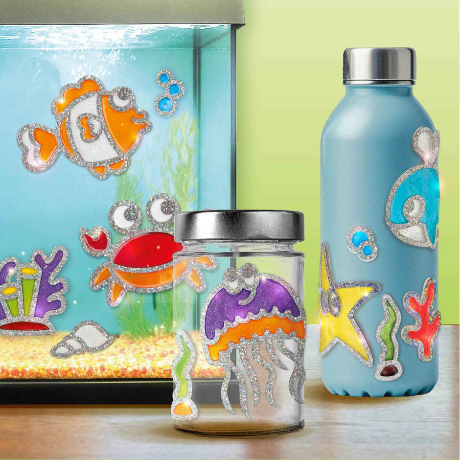 Imagimake DIY Jelly Stickers Ocean Glass Painting Kit Art and Craft Toy Gift for Kids
