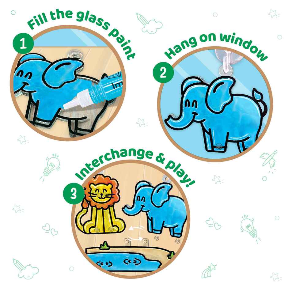 Imagimake Window Art | Jungle | Decorative Glass Painting Toy | Window Art for Kids