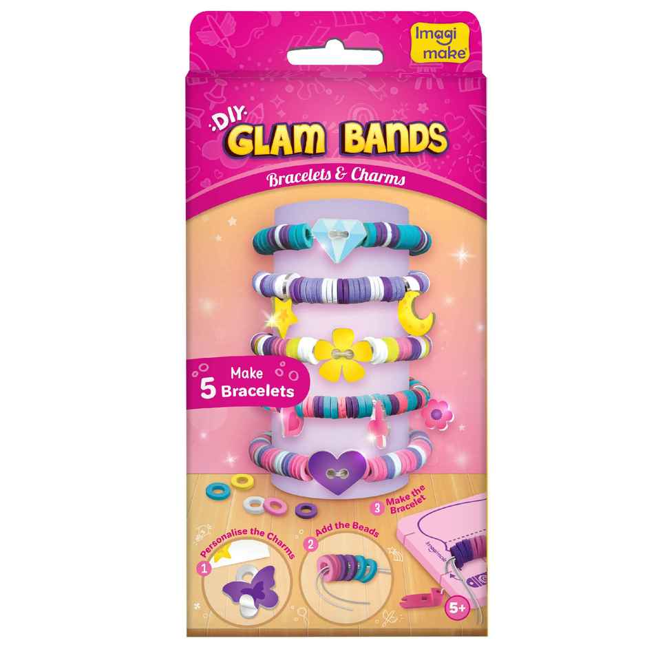 Imagimake Plastic DIY Glam Bands Bracelet and Charms