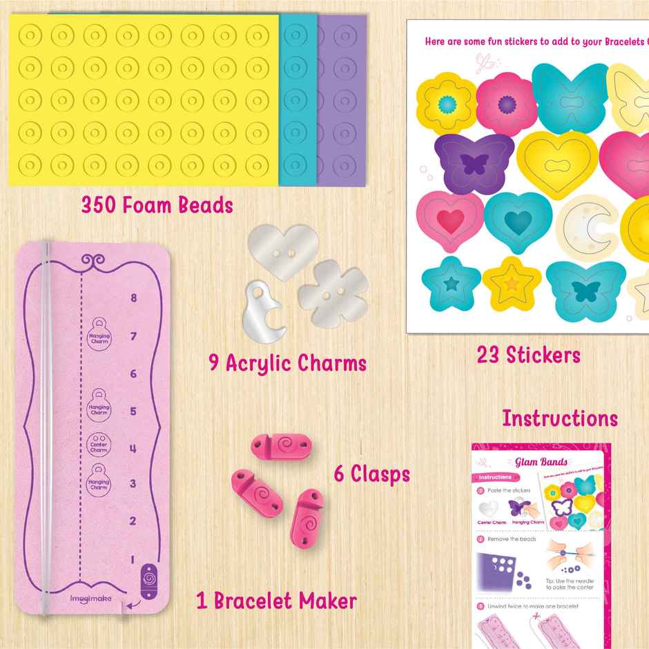 Imagimake Plastic DIY Glam Bands Bracelet and Charms