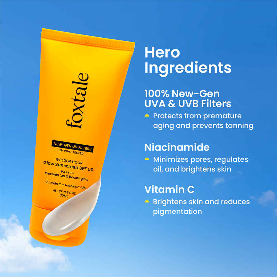 Foxtale Glow Sunscreen SPF50 PA++++ In-Vivo Tested 