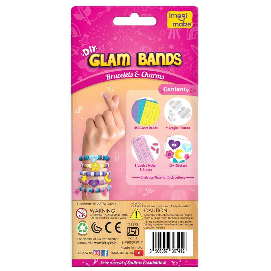 Imagimake Plastic DIY Glam Bands Bracelet and Charms