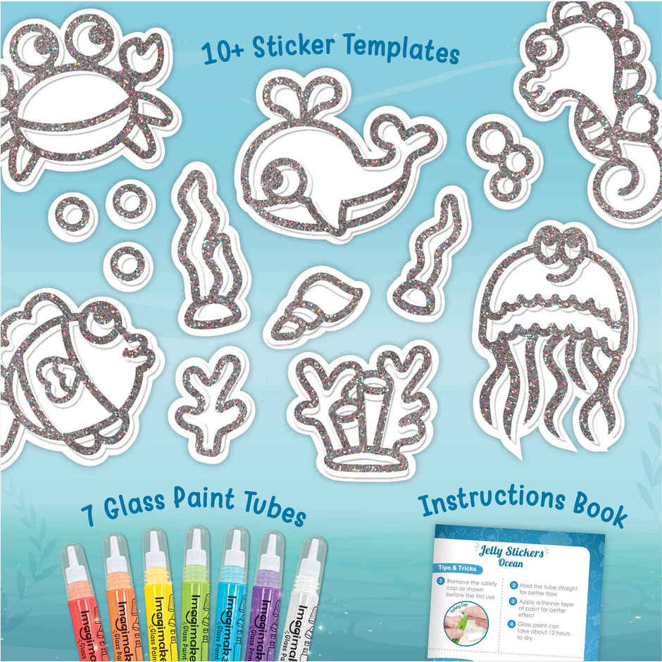 Imagimake DIY Jelly Stickers Ocean Glass Painting Kit Art and Craft Toy Gift for Kids