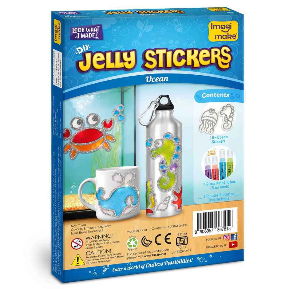 Imagimake DIY Jelly Stickers Ocean Glass Painting Kit Art and Craft Toy Gift for Kids