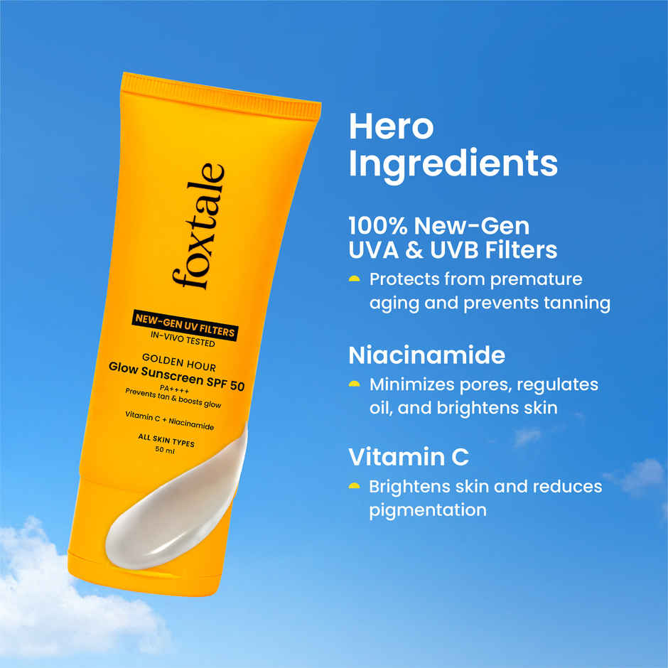 Foxtale Glow Sunscreen SPF50 PA++++ In-Vivo Tested Combo