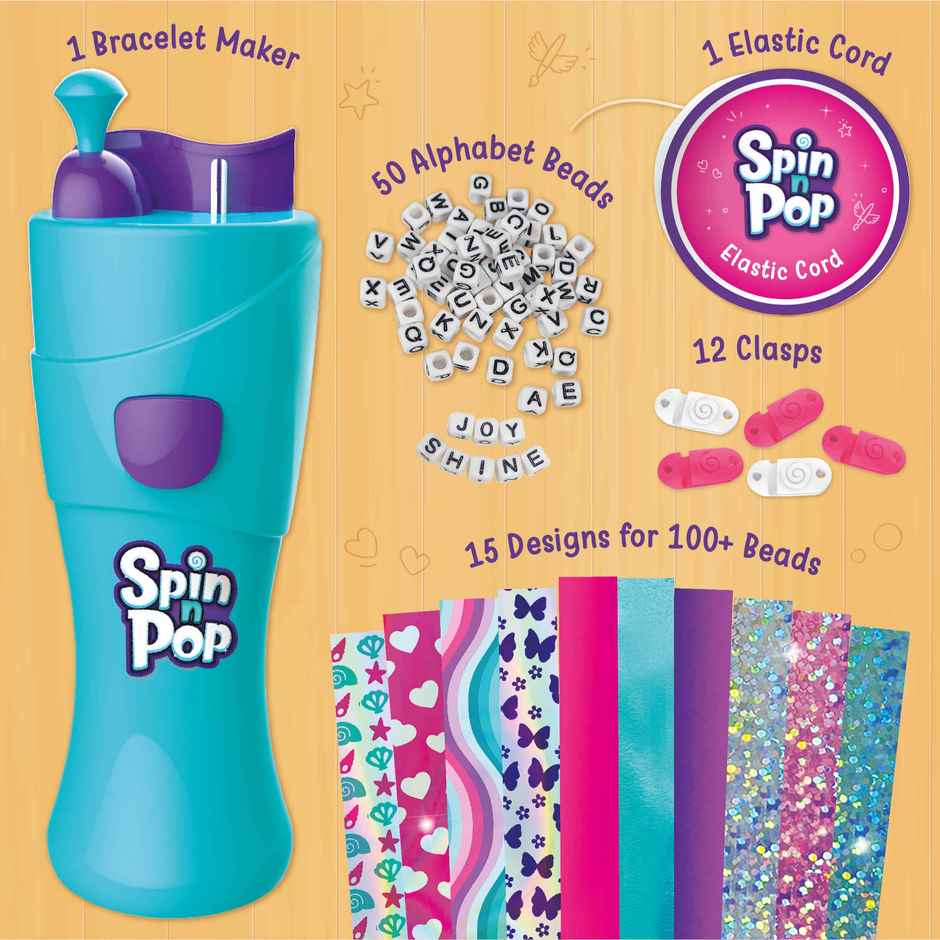 Imagimake Spin N Pop Bracelet Kit | Jewelry Craft Toy | Creative Art Gift for Kids