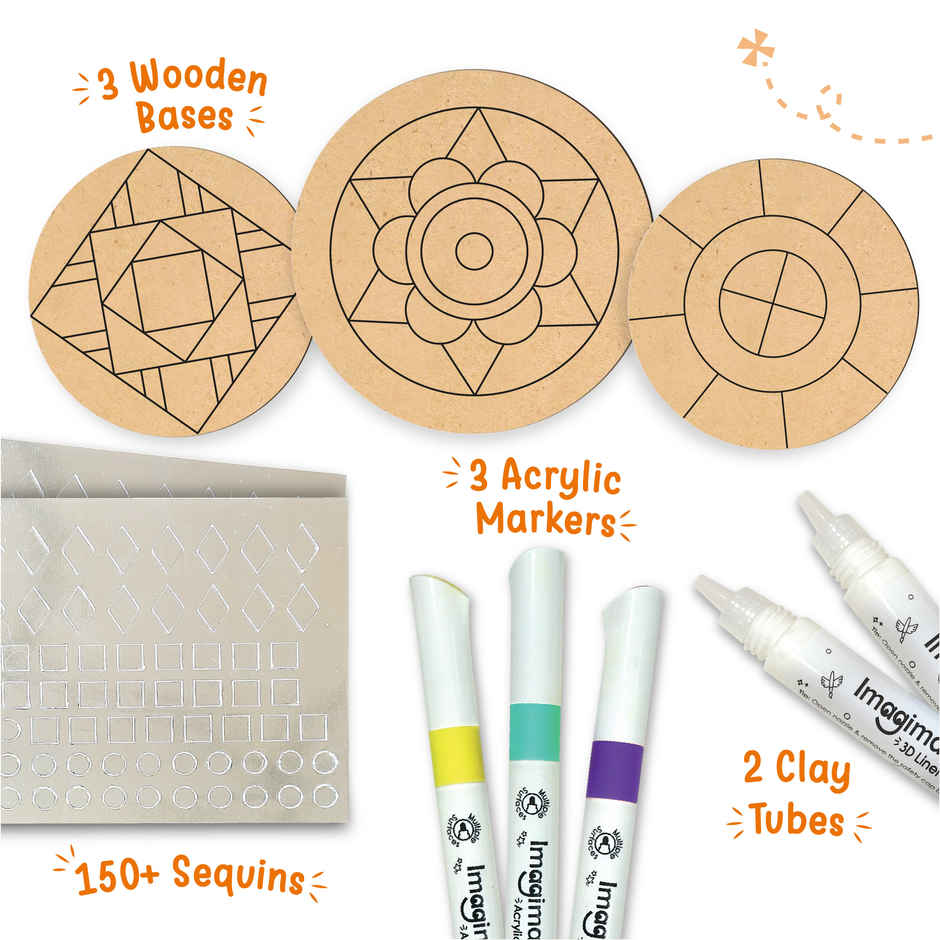 Imagimake DIY Lippan Art and Craft Kit Toys 3 Design Birthday Gifting for Kids