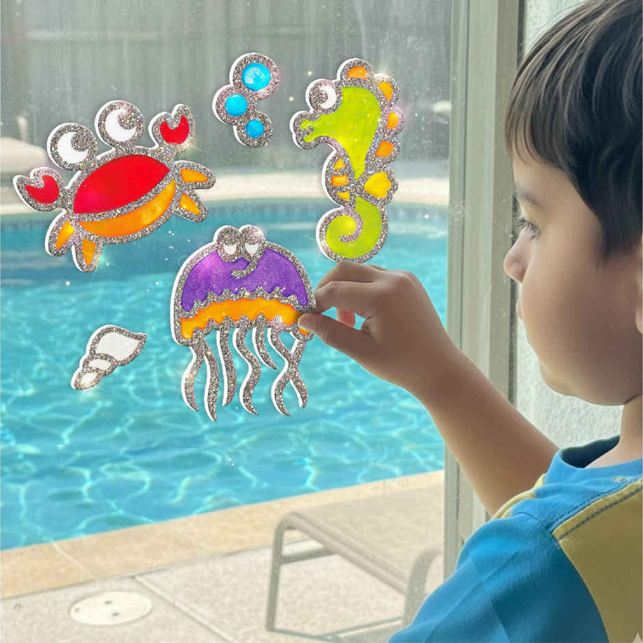 Imagimake DIY Jelly Stickers Ocean Glass Painting Kit Art and Craft Toy Gift for Kids