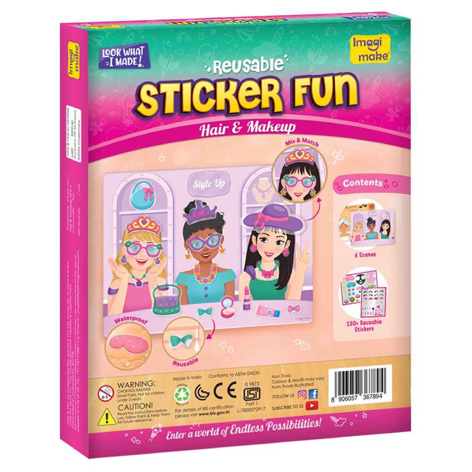 Imagimake Reusable Sticker Fun Hair and Makeup Kit